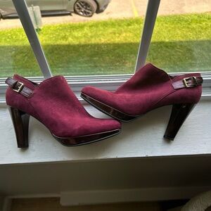 Elegant Burgundy Heeled Ankle Boots